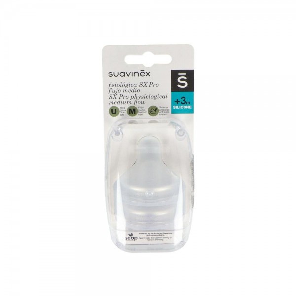 Tetina Fisiologica Suavinex Flujo M T/U Silicona +3 Meses...