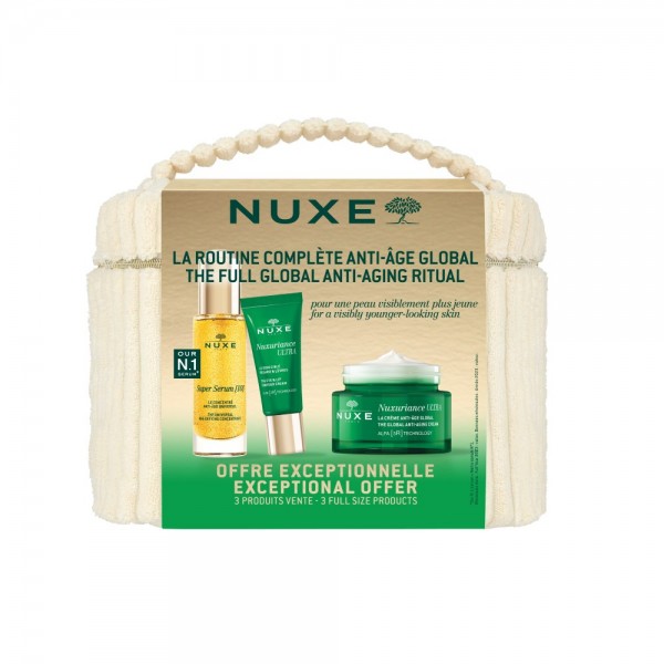 NUXE KIT RUTINA ANTIEDAD GLOBAL SUPER SERUM (30 ML) + CREMA ANTIEDAD GLOBAL(50 ML) Y CORTORNO ANTIENDAD (15 ML)